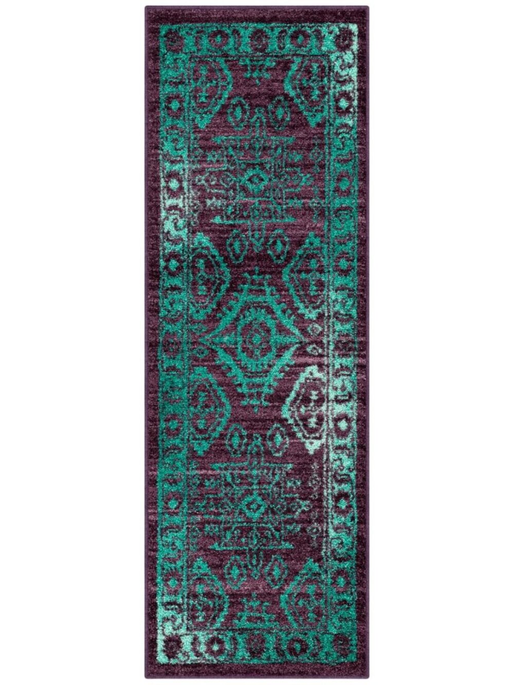 NEW Maples Rugs Washable Hallway Runner Rug Wineberry Purple Multi 20 x 60